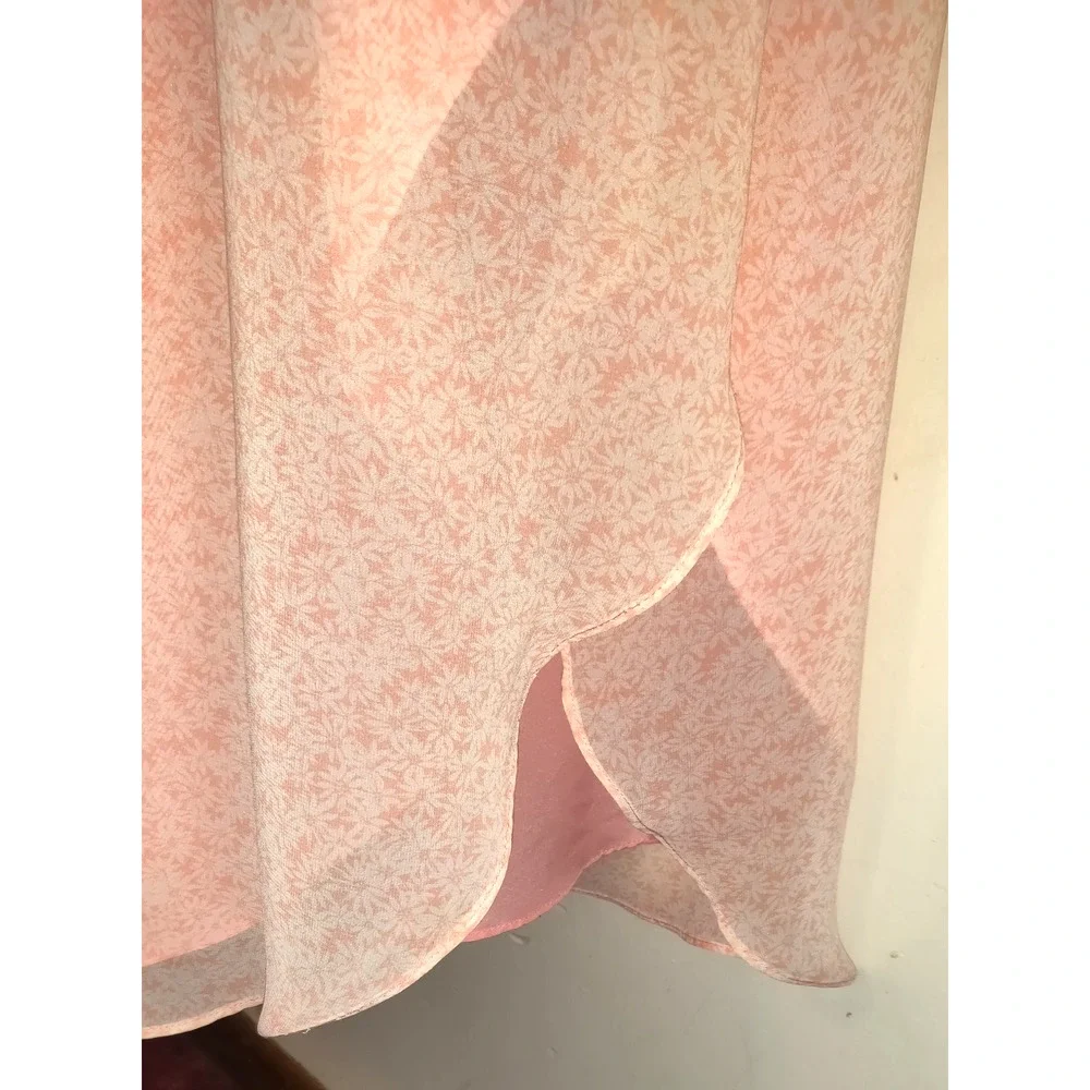 Lauren Conrad Maxi Dress Womens 14 Peach Floral Feminine Romantic Asymmetrical - Picture 7 of 16